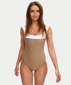 paula swordfish badedrakt driftwood brun