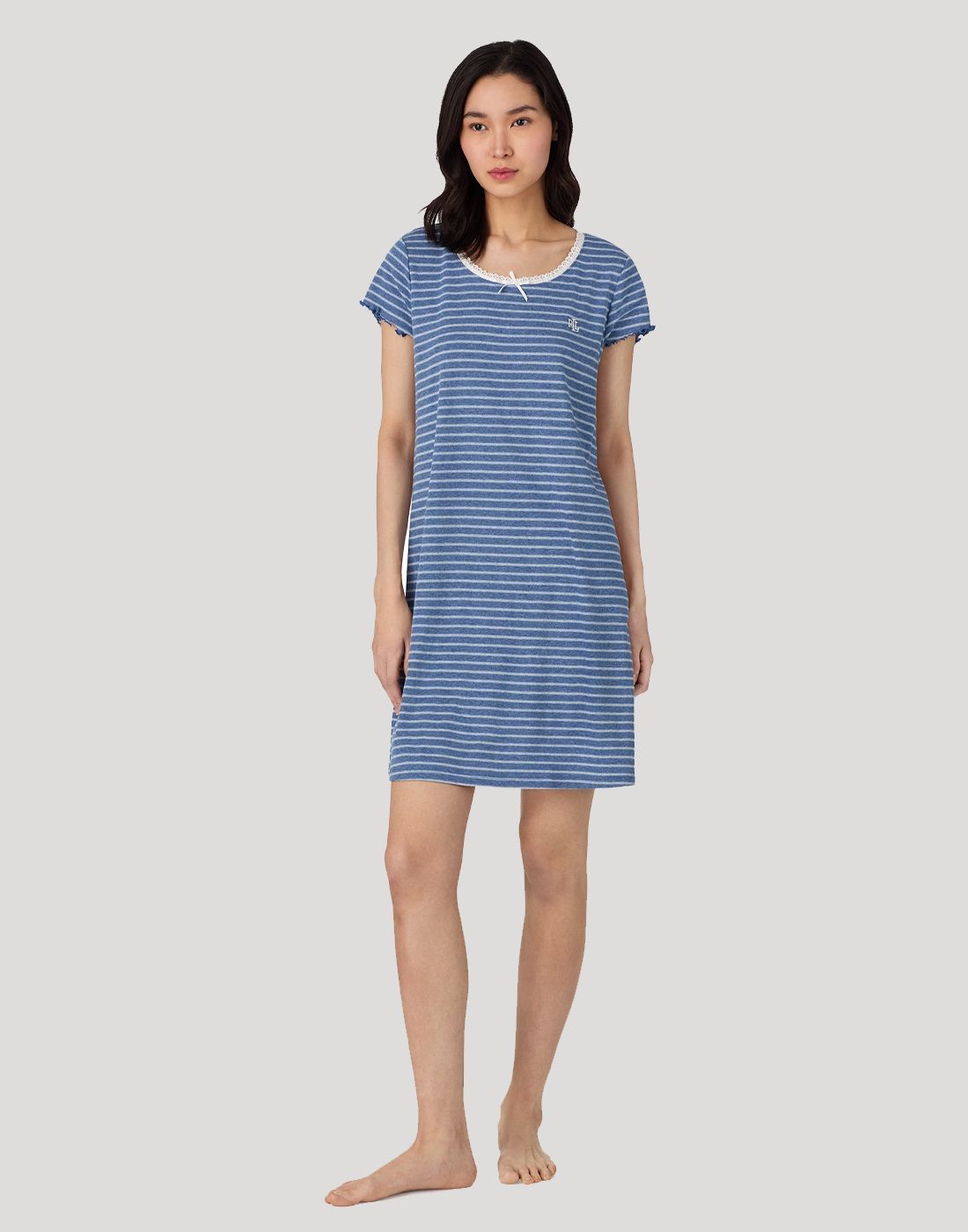 nattkjole i blå og hvite striper fra polo ralph lauren