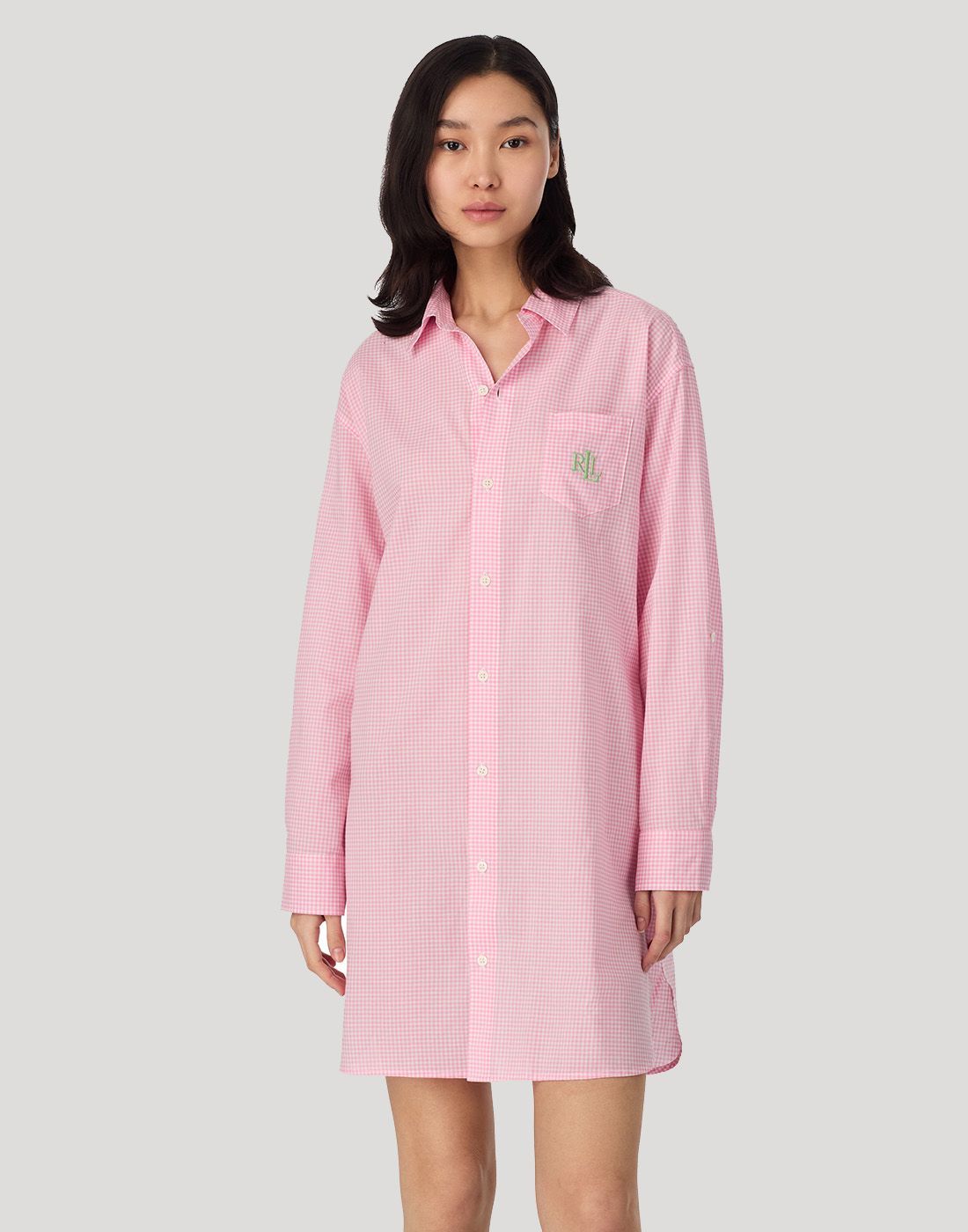 ralph lauren nattskjorte pink white