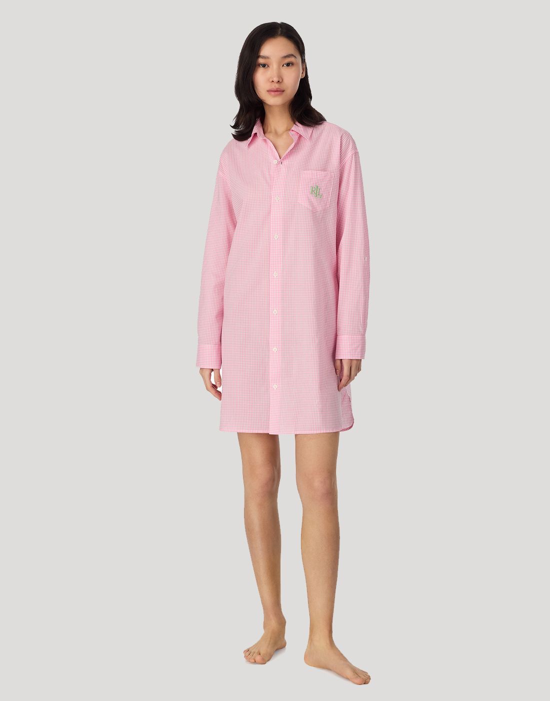 ralph lauren nattskjorte pink white