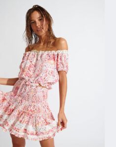 banana moon skjørt blomster mønster vaffel