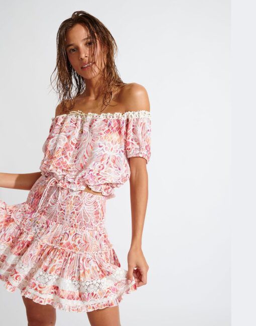 banana moon skjørt blomster mønster vaffel