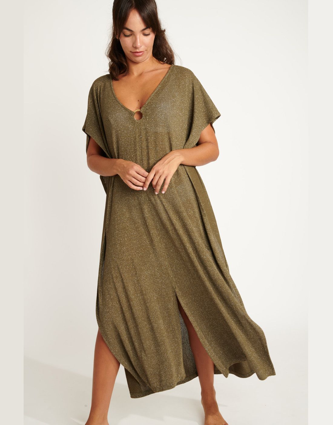 banana moon strandkjole kaki glitter kaftan