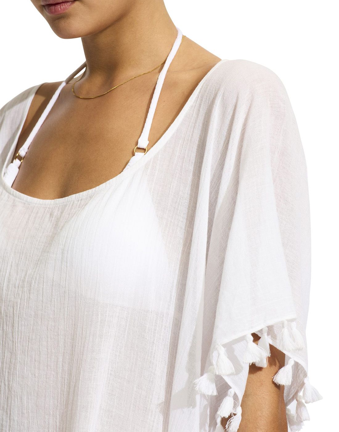 Seafolly 53638 white amnesia kaftan close