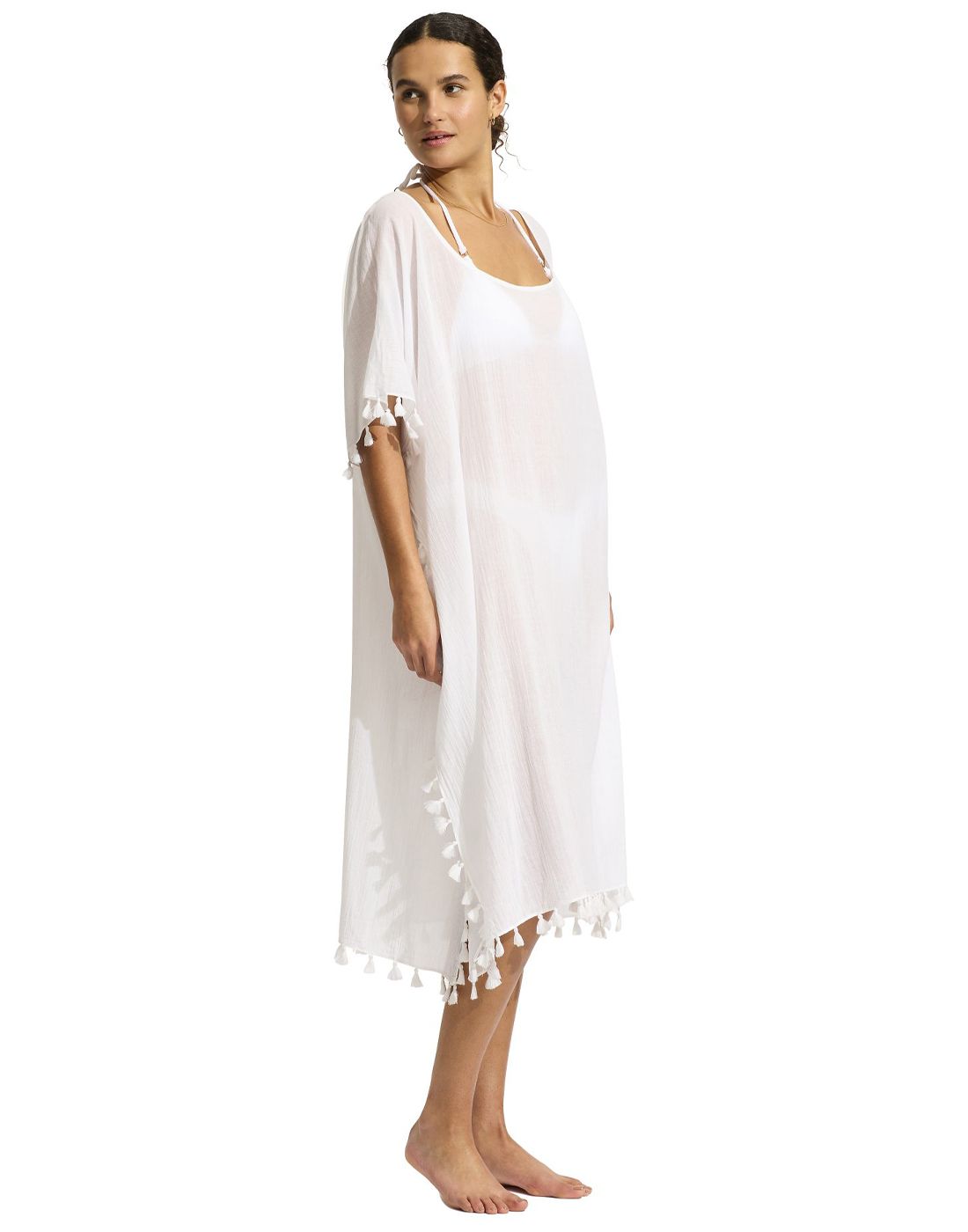 Seafolly 53638 white amnesia kaftan side Seafolly 53638 white amnesia kaftan