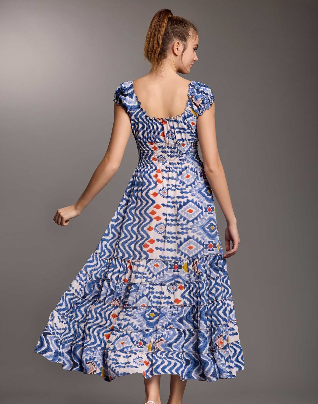 iconique maxi sommerkjole blå