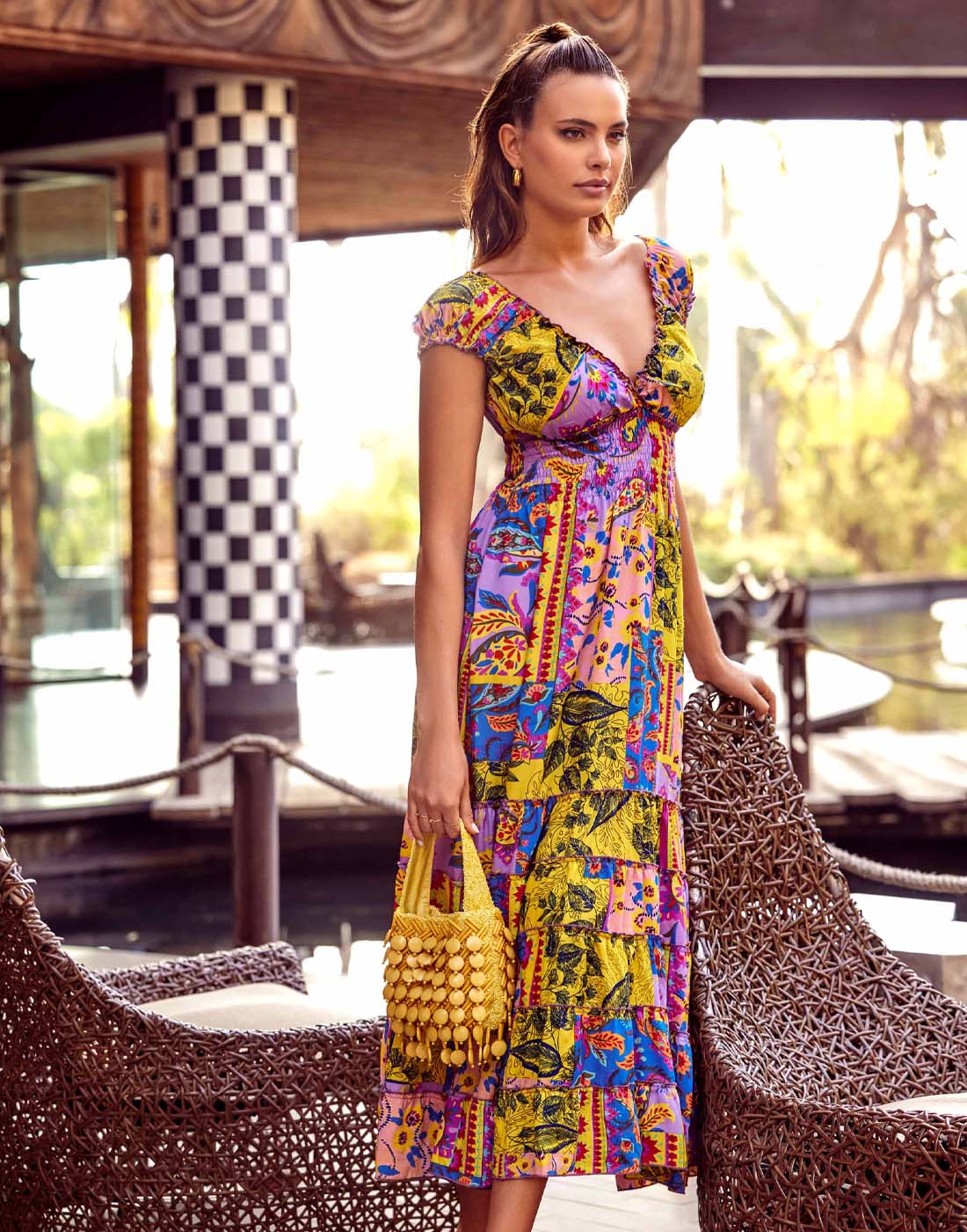 iconique strandkjole maxi gul