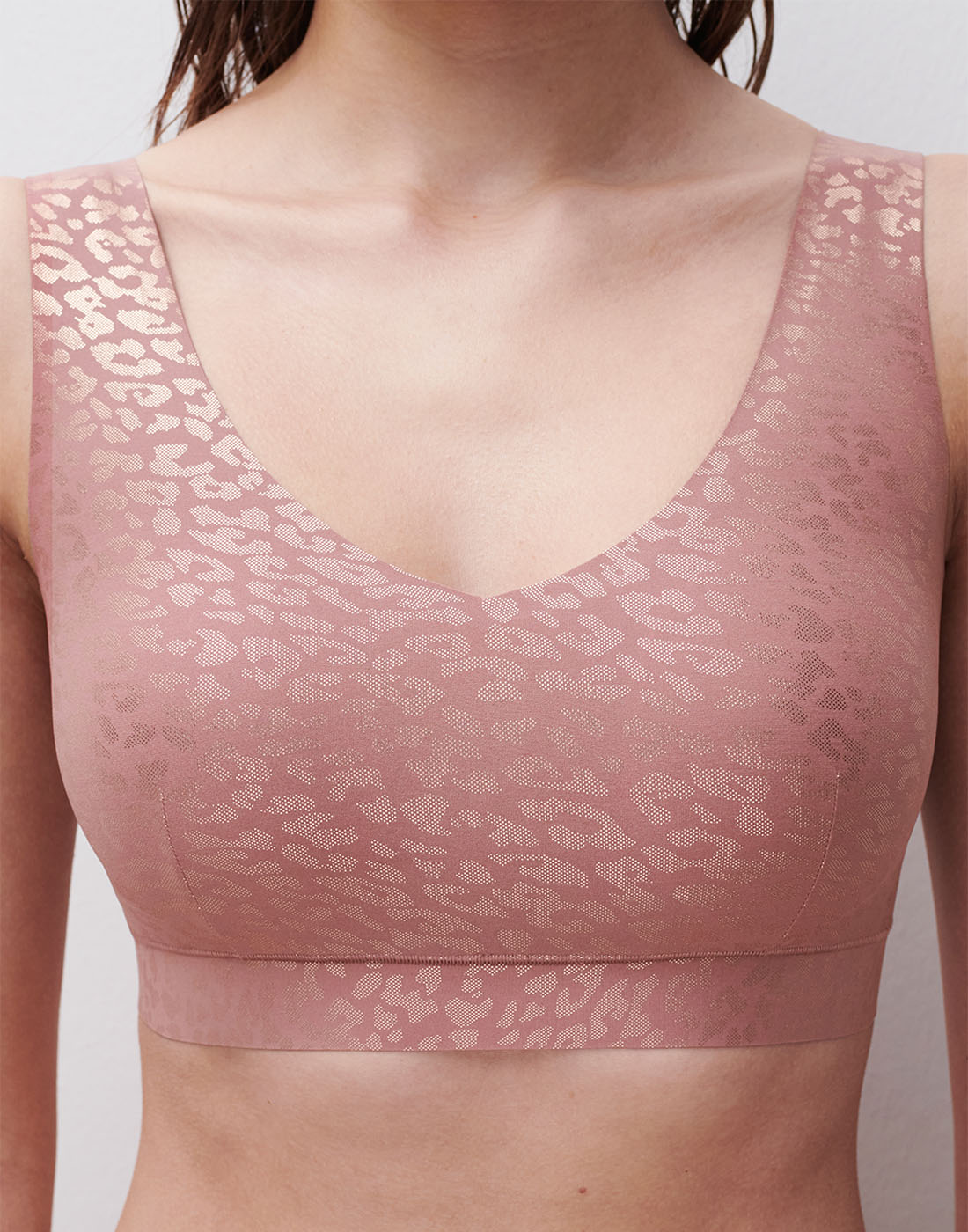 Chantelle soft stretch padded top pink leo shimmer