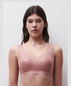 Chantelle soft stretch padded top pink leo shimmer