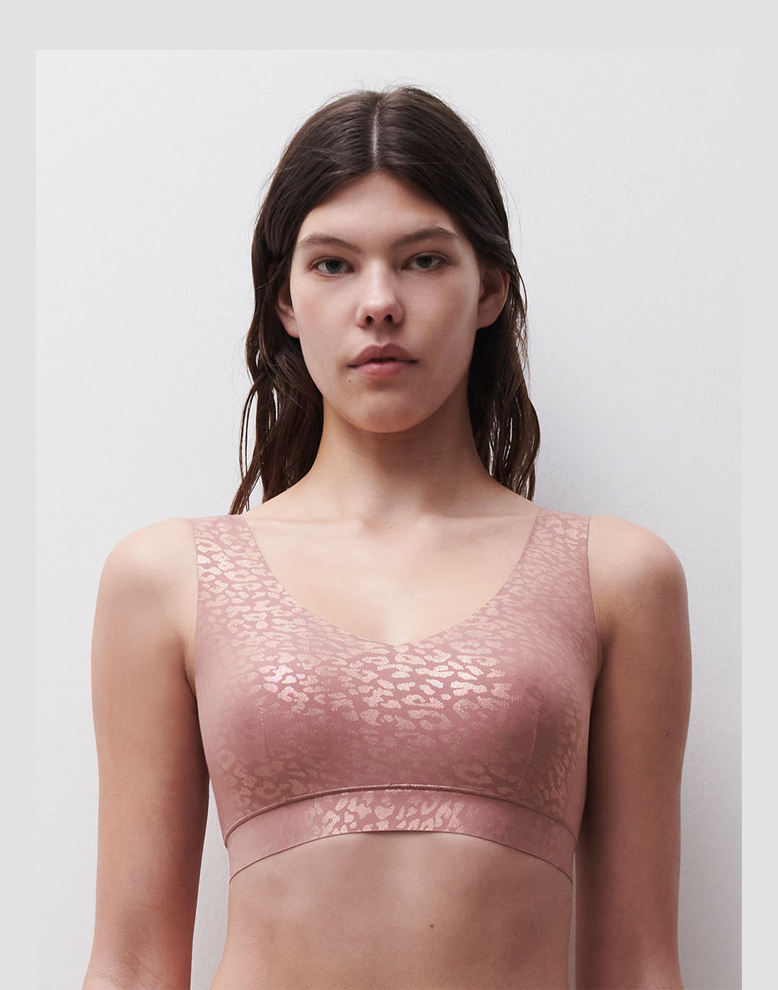 Chantelle soft stretch padded top pink leo shimmer