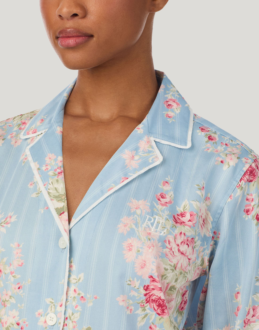 N92441 ralph lauren pysjamas rosa blå mønster