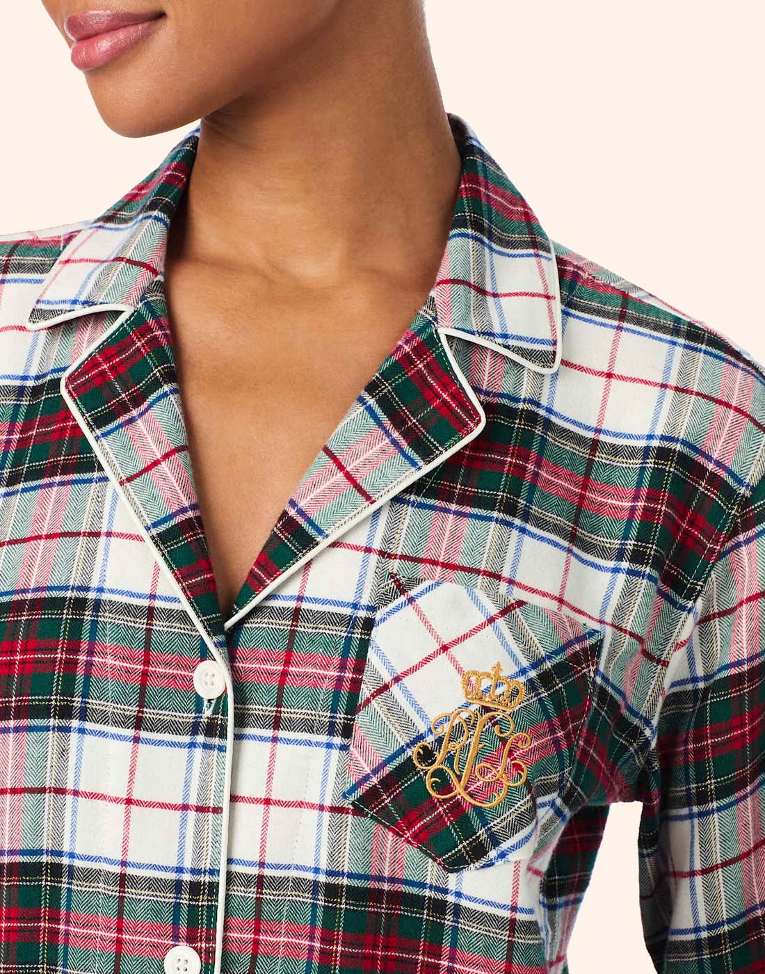 ralph lauren pysjamas cream plaid ruter