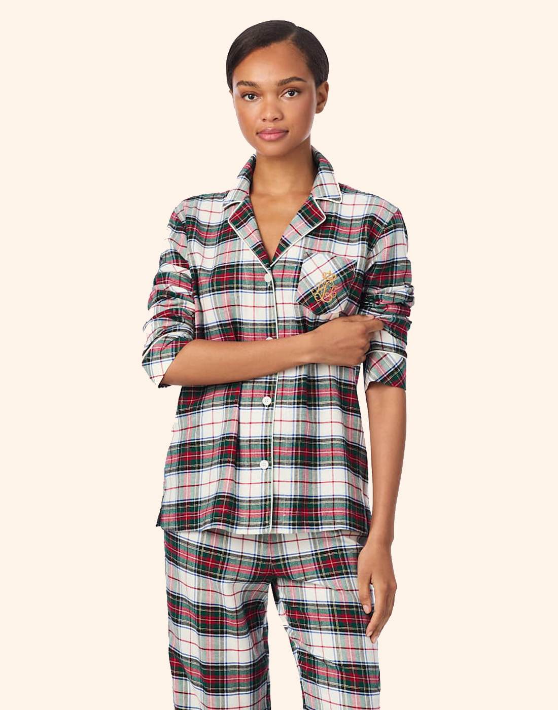 ralph lauren pysjamas cream plaid ruter