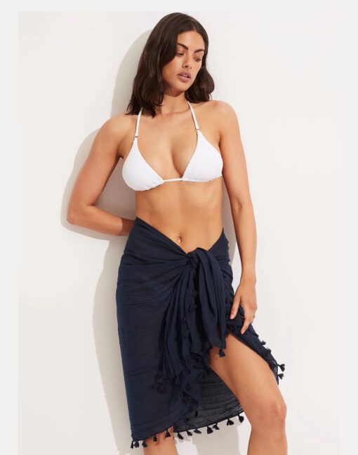 seafolly beachedit cotton sarong indogo blå