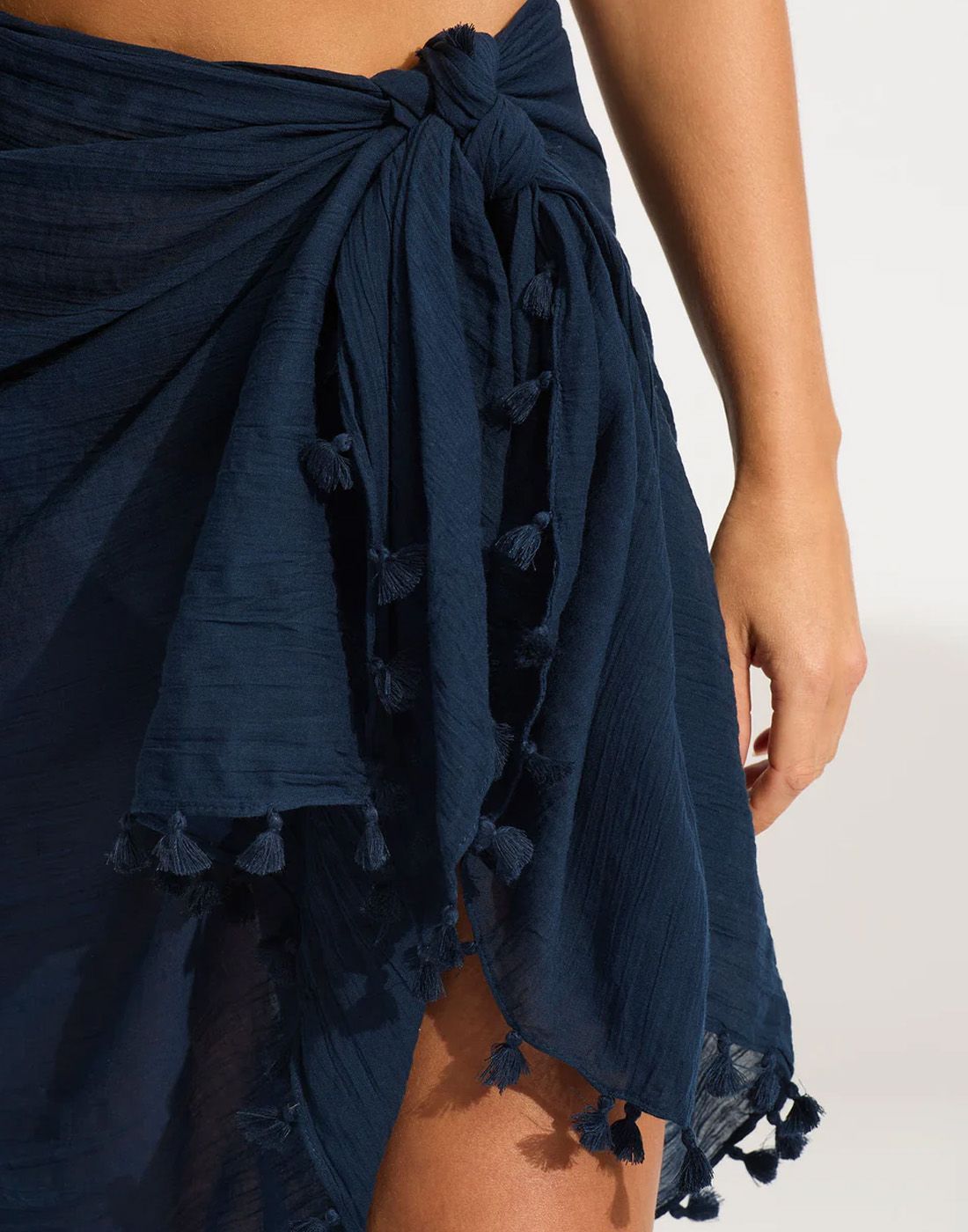 seafolly beachedit cotton sarong indogo blå