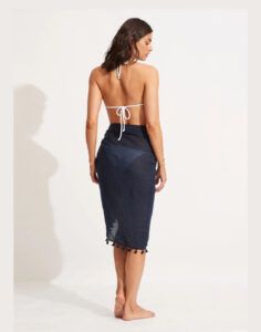 seafolly beachedit cotton sarong indogo blå