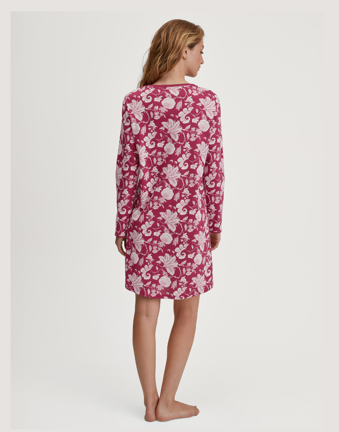 calida nattkjole lang erm rosa lilla med mønster