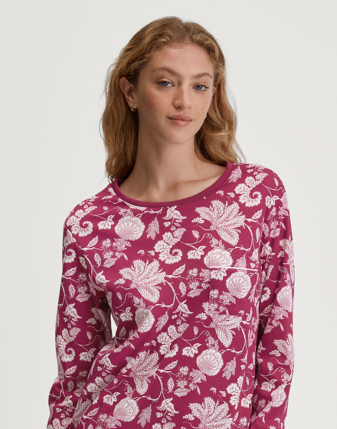 calida nattkjole lang erm rosa lilla med mønster