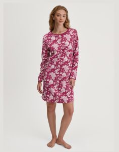 calida nattkjole lang erm rosa lilla med mønster