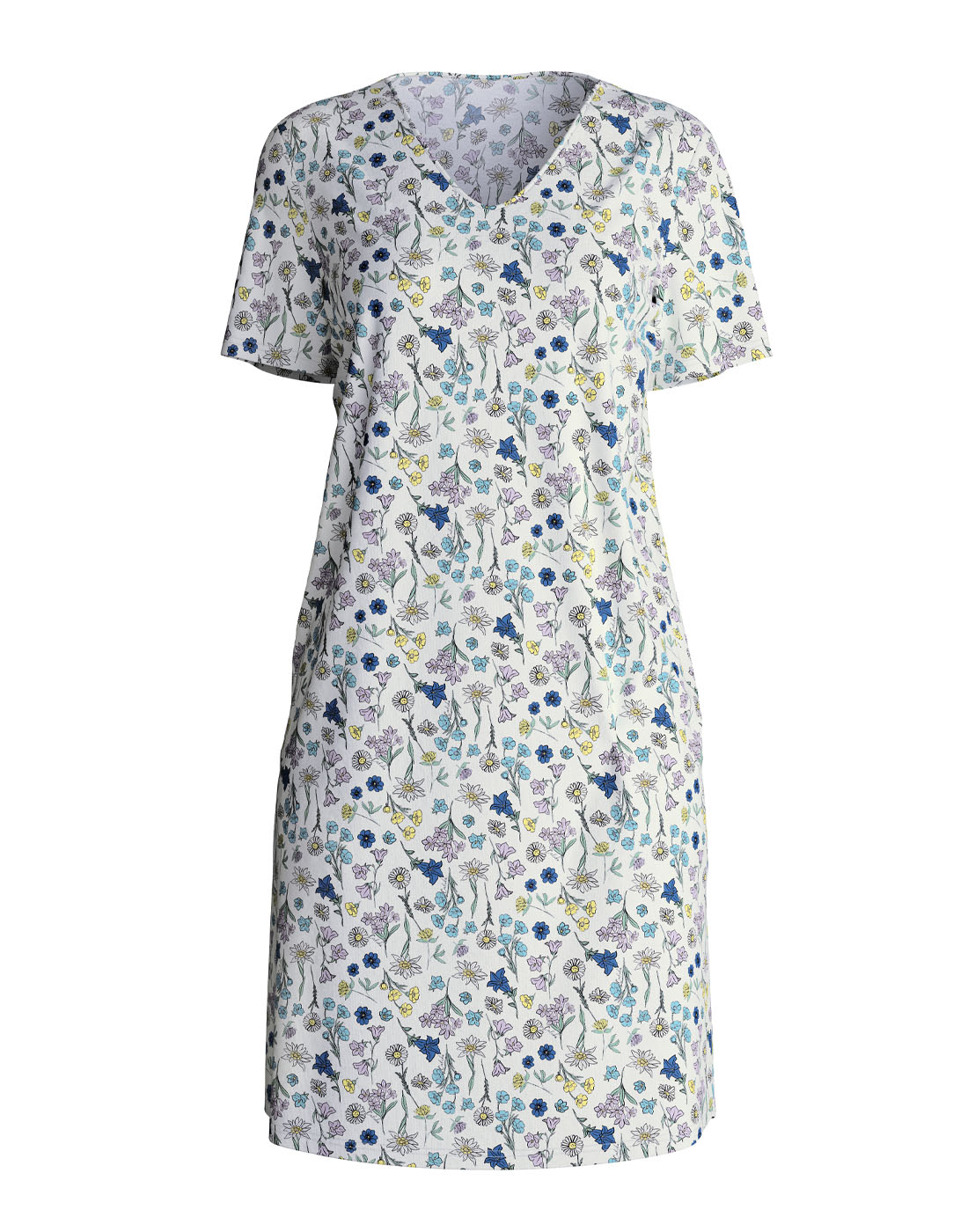 calida flower nights nattkjole bomull mønster blå