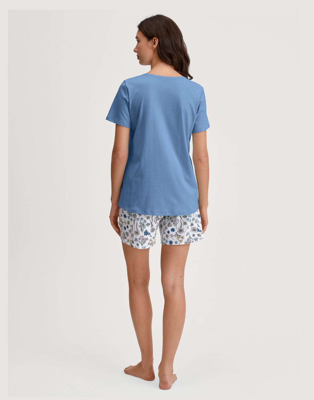 calida flower nights pysj shorts t skjorte riviera blue