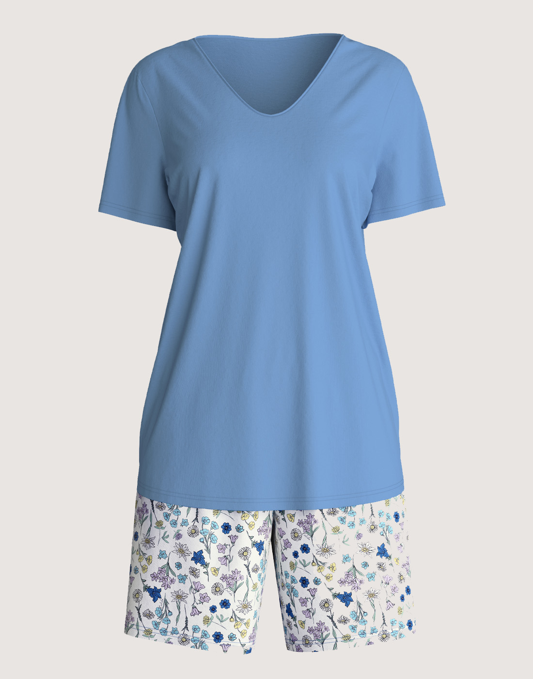 calida flower nights pysj shorts t skjorte riviera blue