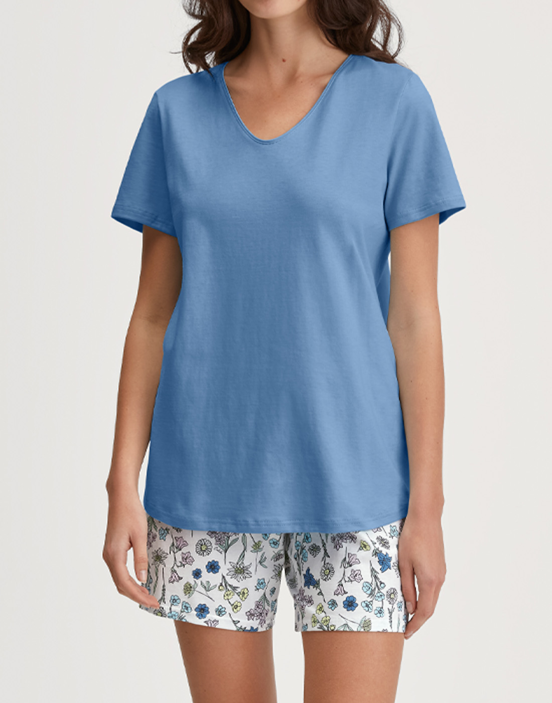 calida flower nights pysj shorts t skjorte riviera blue