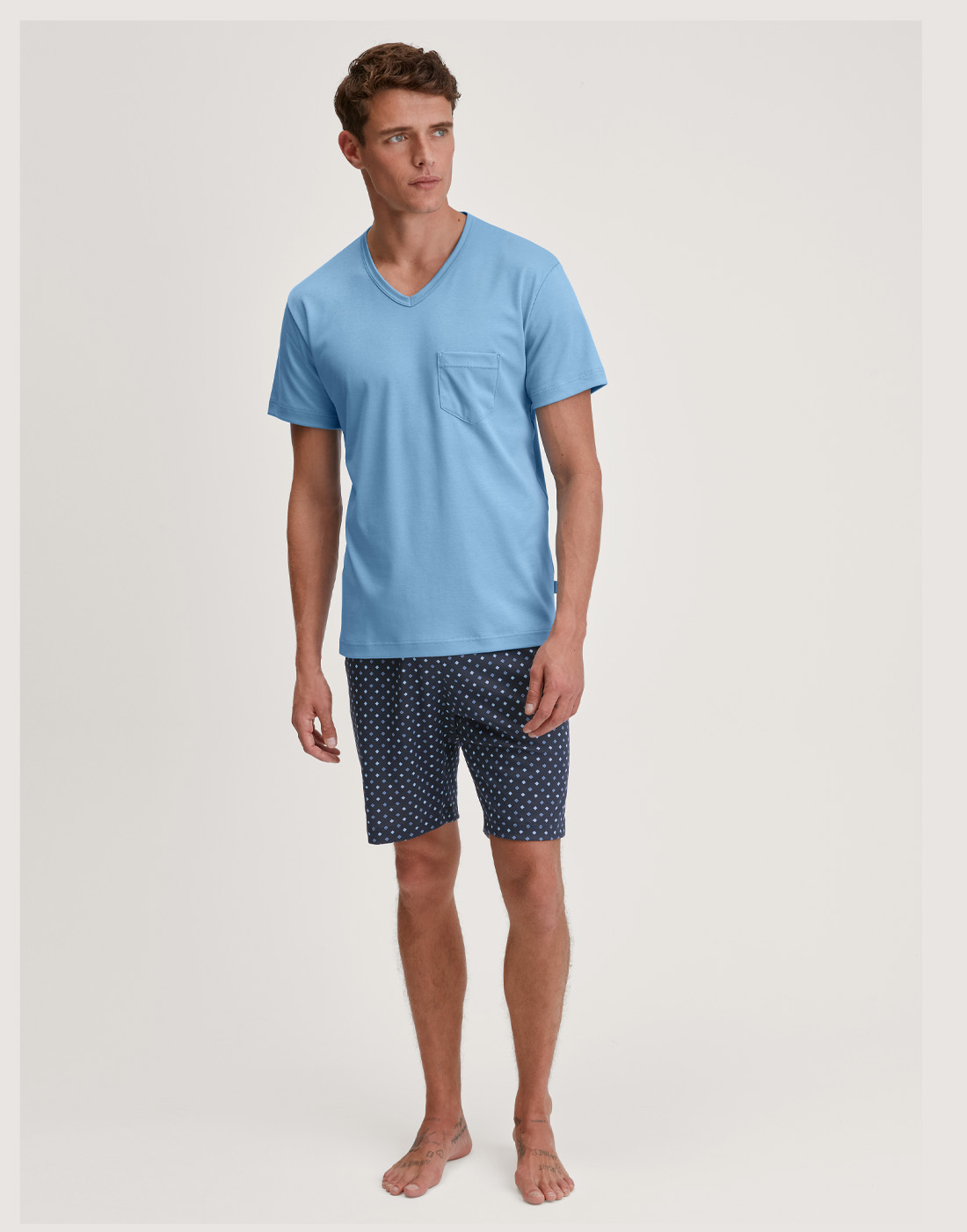 calida pysj herre shorts t-skjorte blå