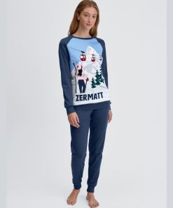 calida pysjamas alpene mørkeblå