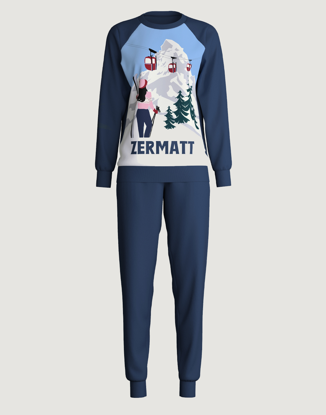 calida pysjamas alpene mørkeblå