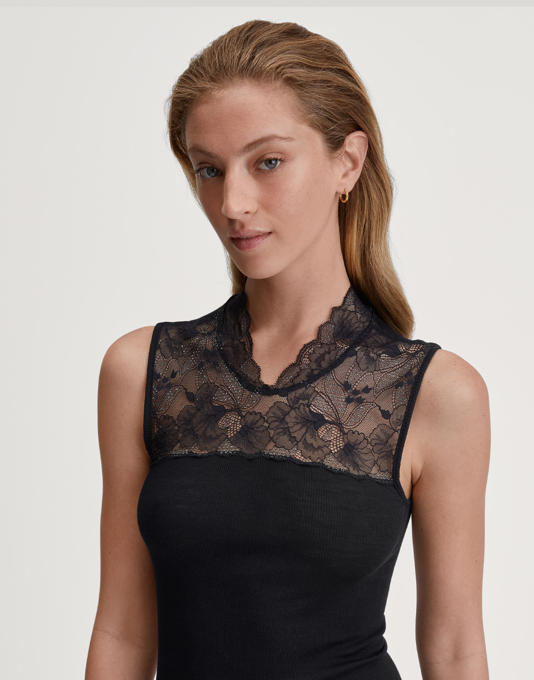 calida silky wool glam tank top svart