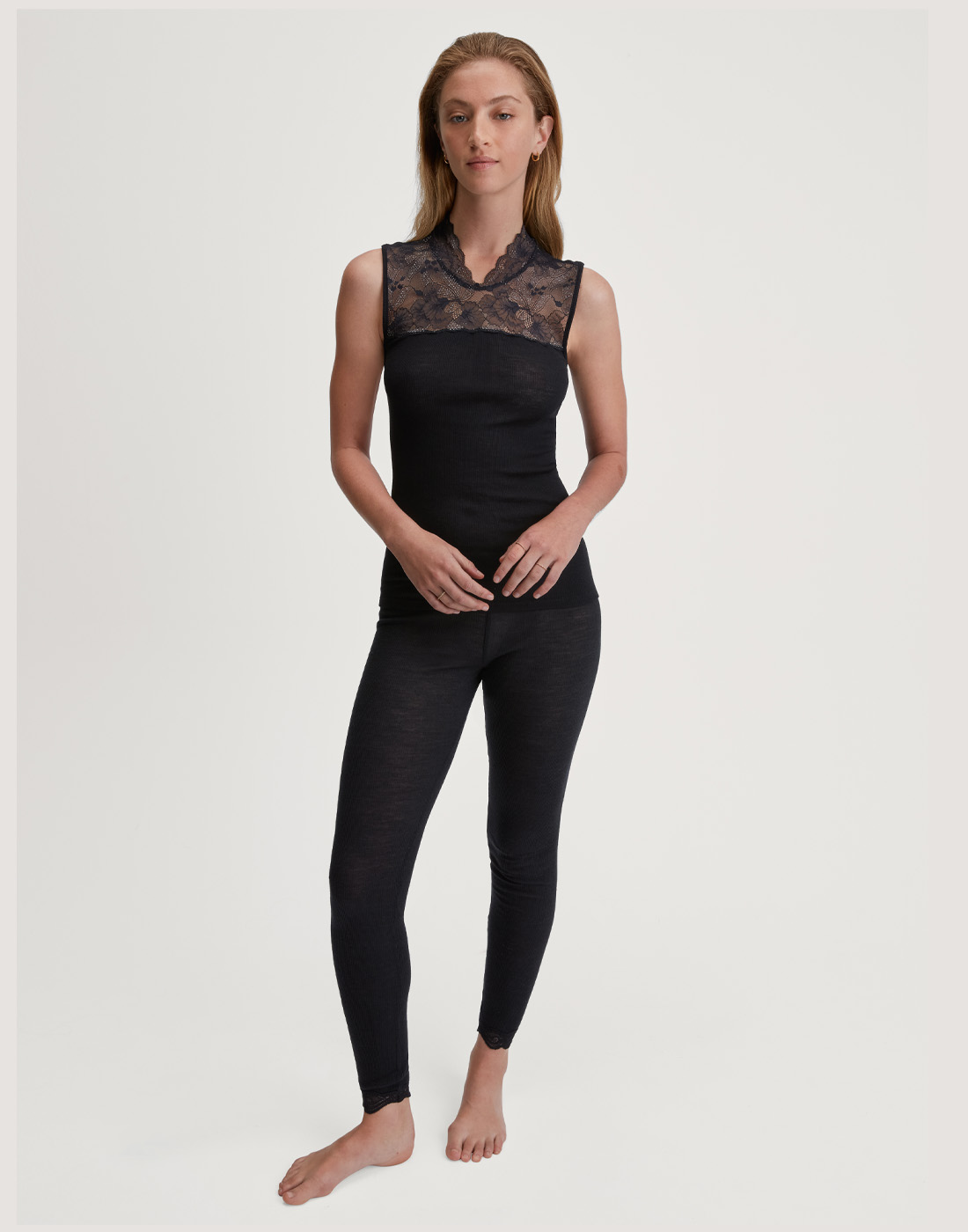 calida silky wool glam tank top svart