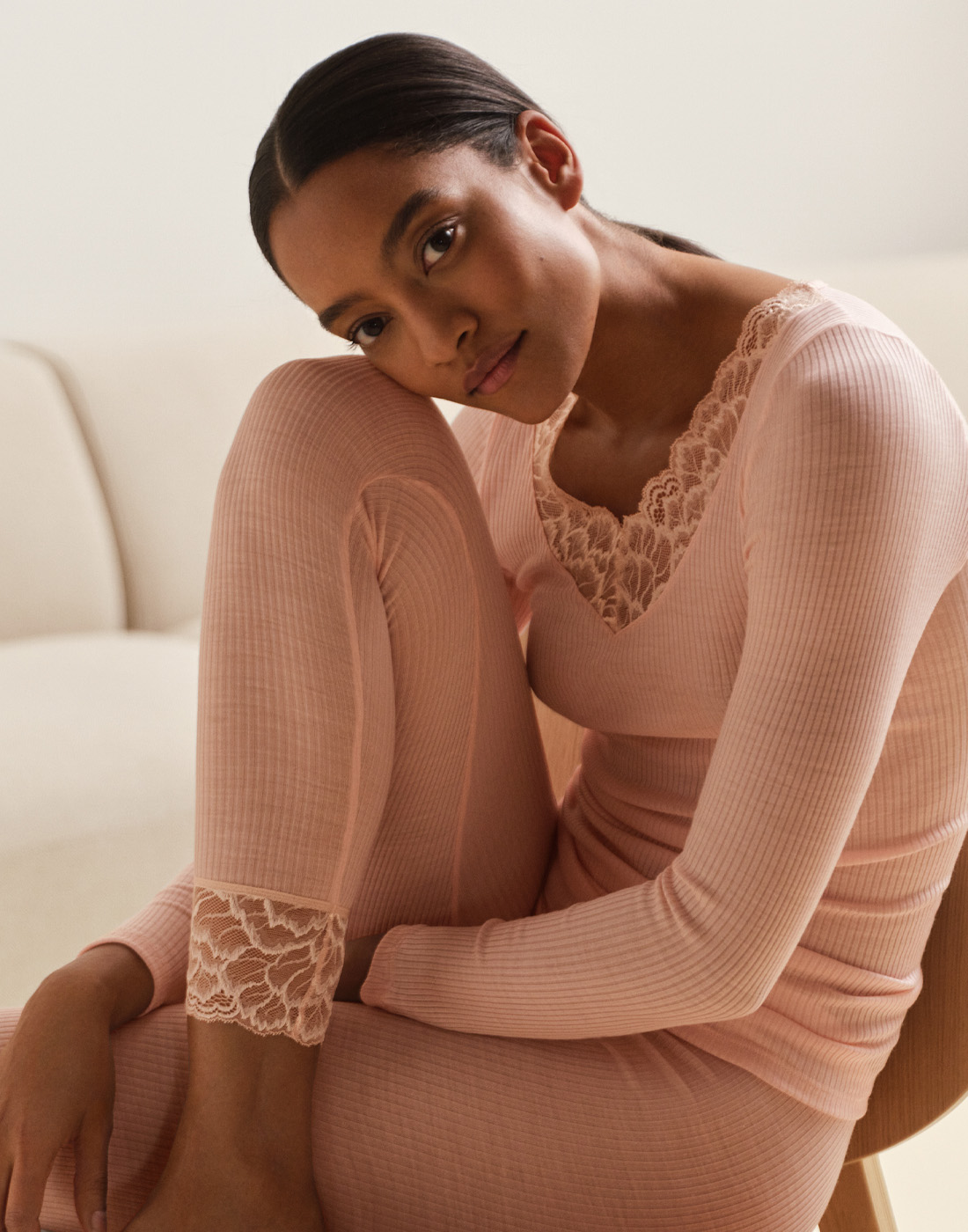 calida silky wool joy ull/silke undertøy pearl blush rosa