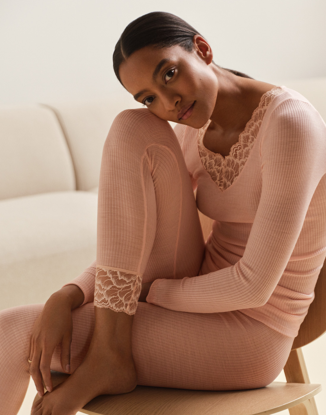 calida silky wool joy ull/silke undertøy pearl blush rosa