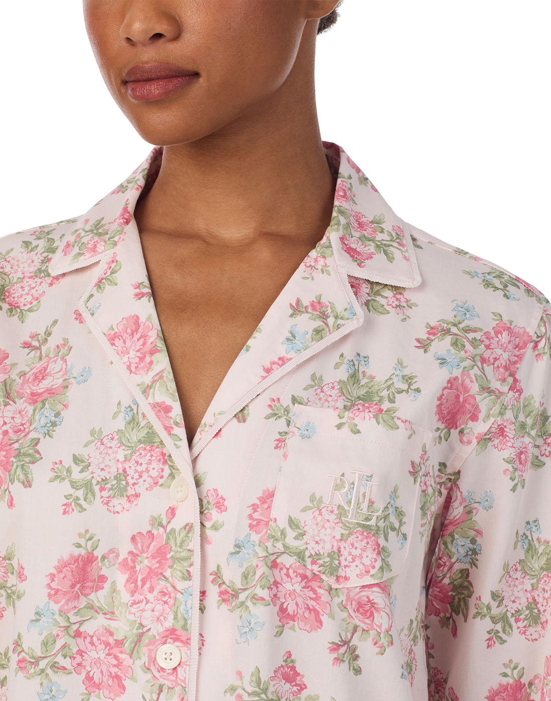 ralph lauren nattskjorte rosa blomster