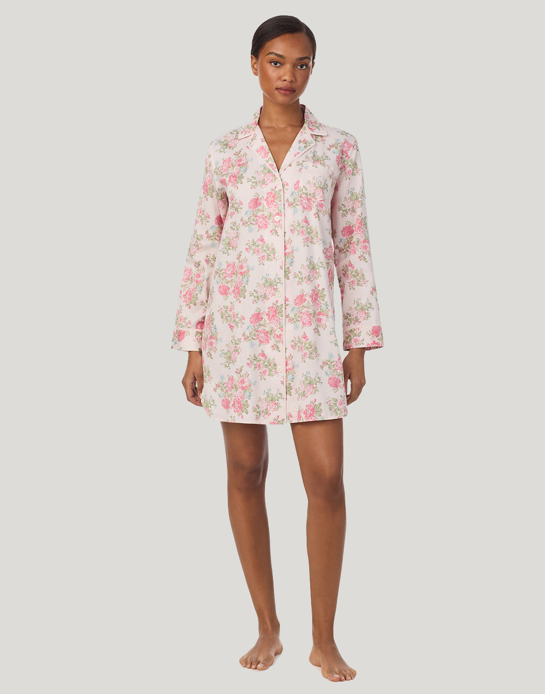 ralph lauren nattskjorte rosa blomster