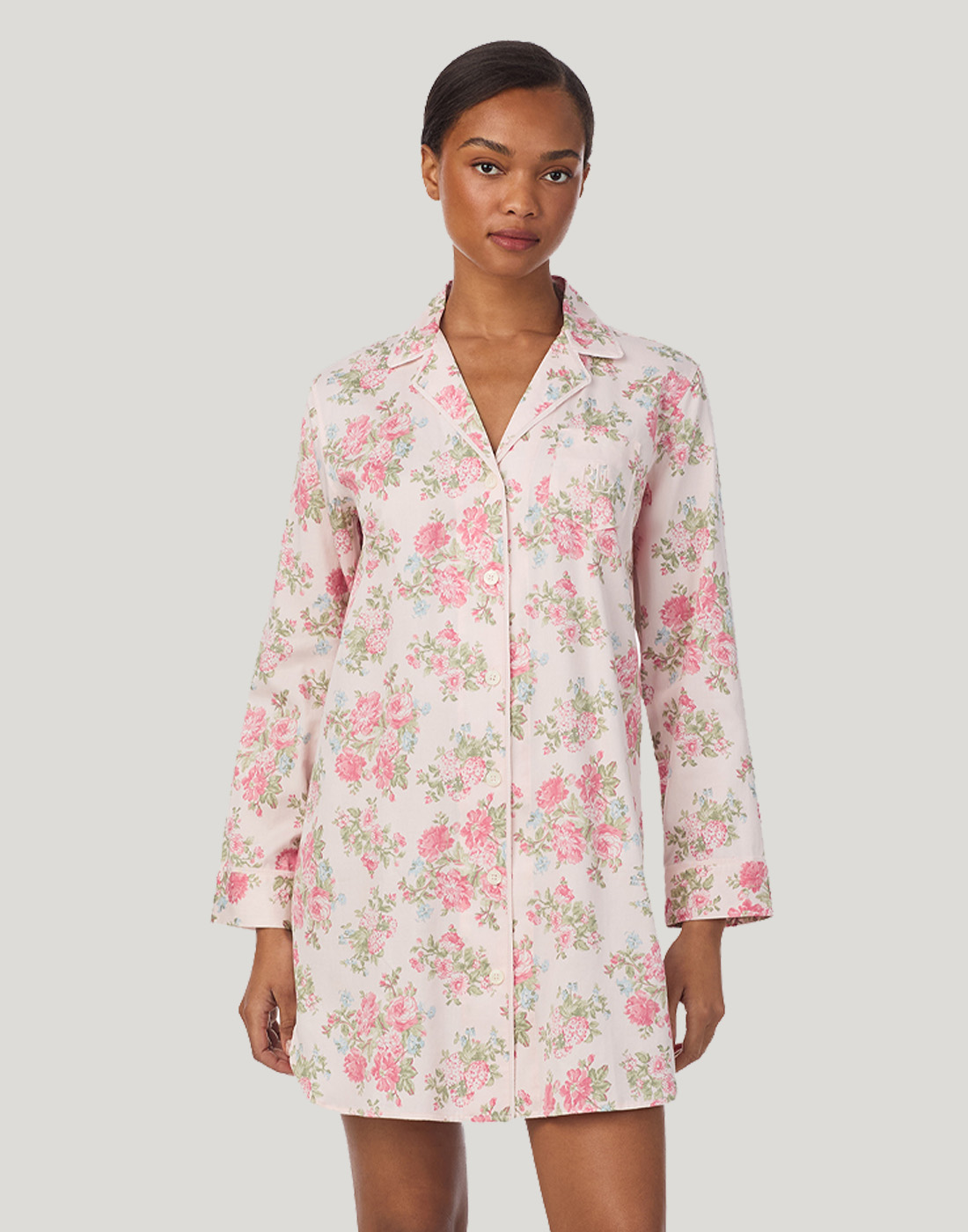ralph lauren nattskjorte rosa blomster