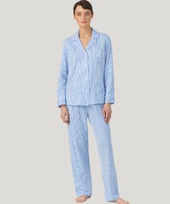 ralph lauren pysjamas hvit og blå striper