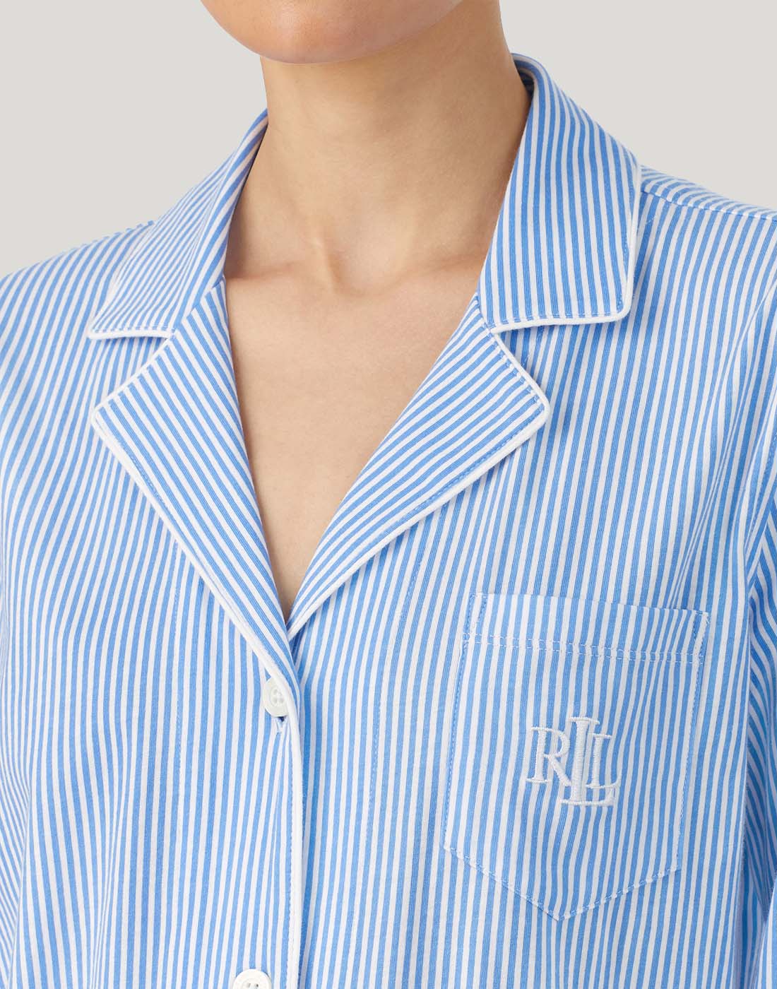 ralph lauren pysjamas hvit og blå striper