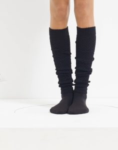Falke ull leggvarmere ribbestrikket svart