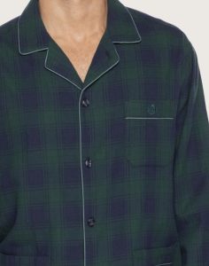 guasch flanell pysjamas blå grønne ruter herre