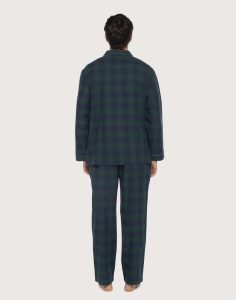 guasch flanell pysjamas blå grønne ruter herre