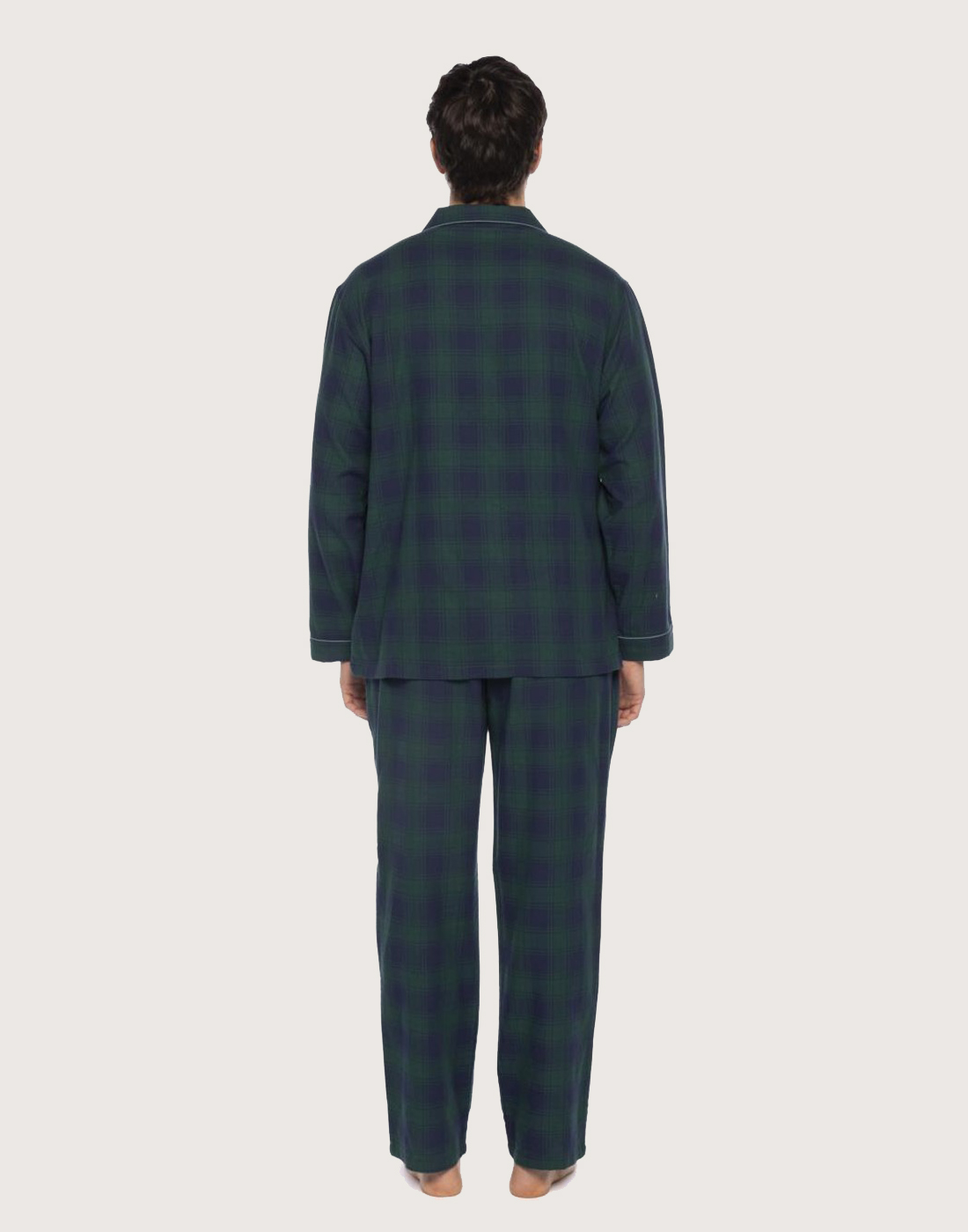guasch flanell pysjamas blå grønne ruter herre