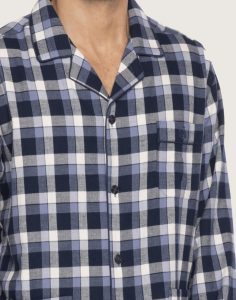 guasch flanell pysjamas blå ruter herre