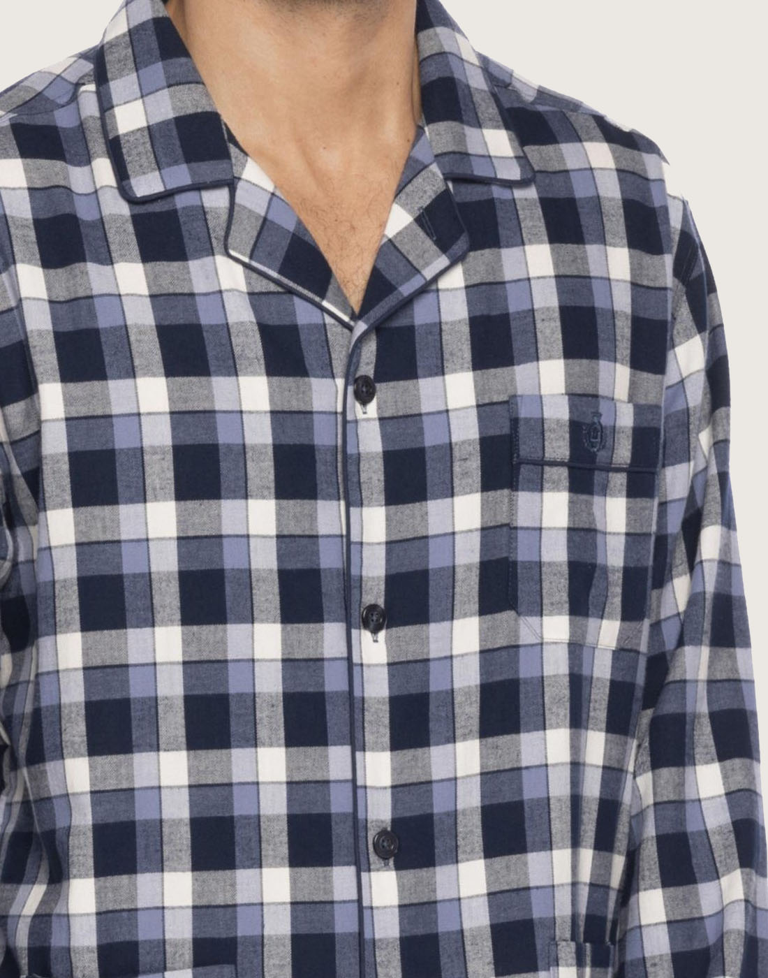 guasch flanell pysjamas blå ruter herre