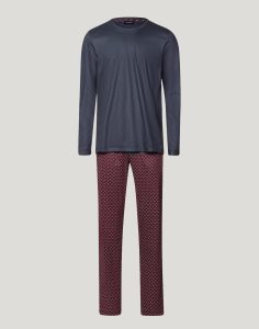 Herre Pysjamas Hanro blå burgunder
