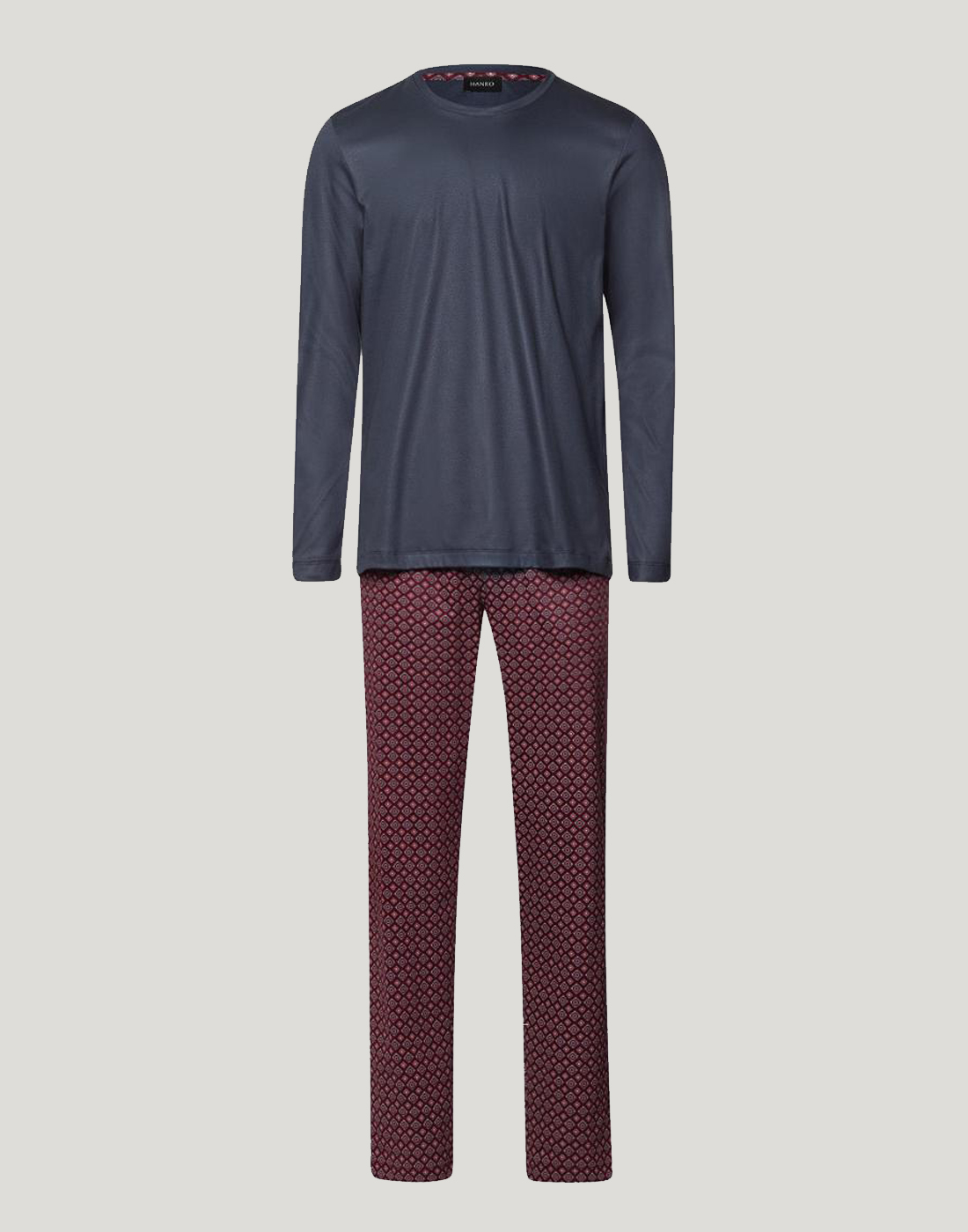 Herre Pysjamas Hanro blå burgunder