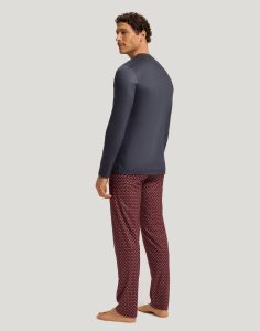 Herre Pysjamas Hanro blå burgunder