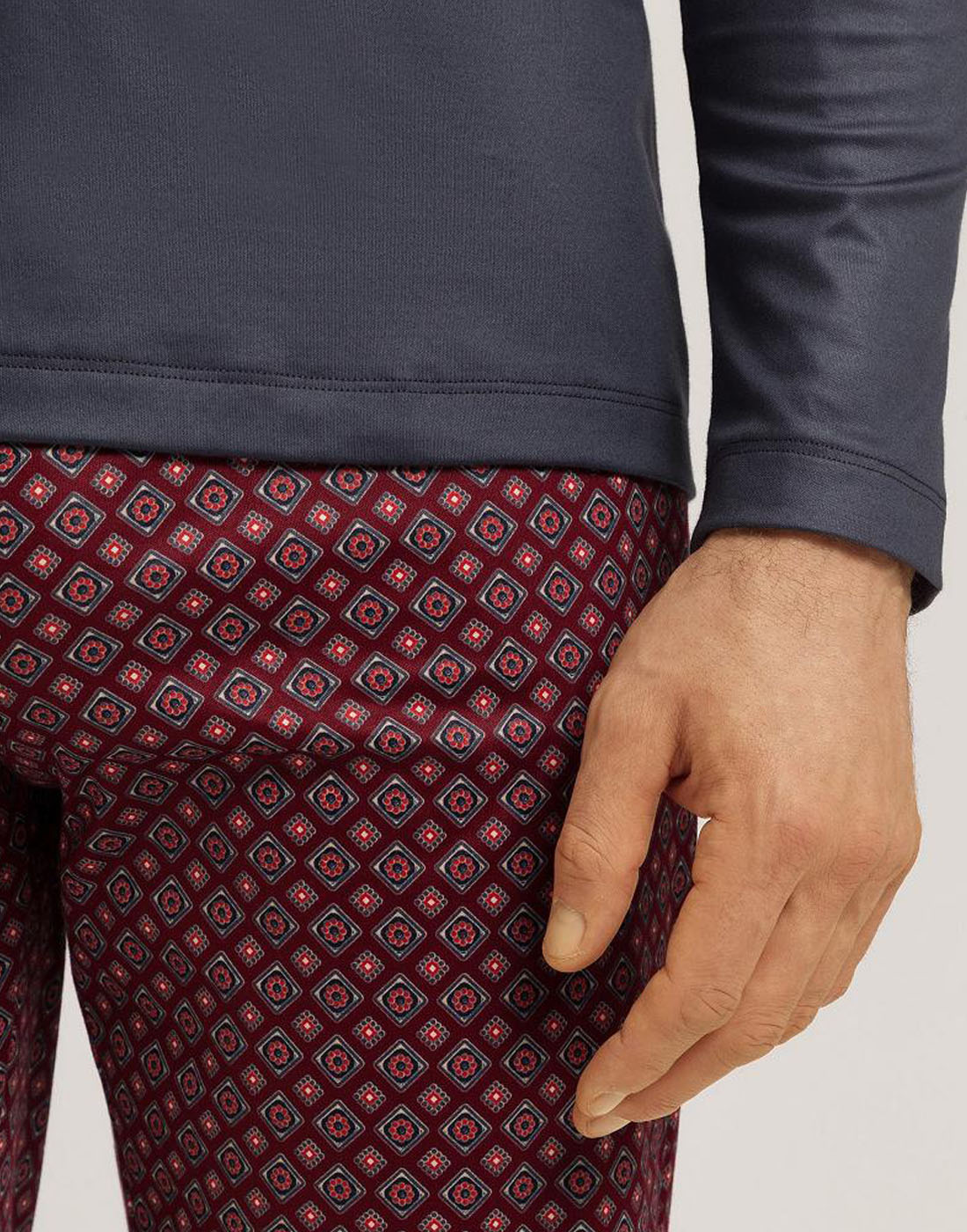 Herre Pysjamas Hanro blå burgunder