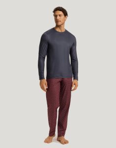 Herre Pysjamas Hanro blå burgunder